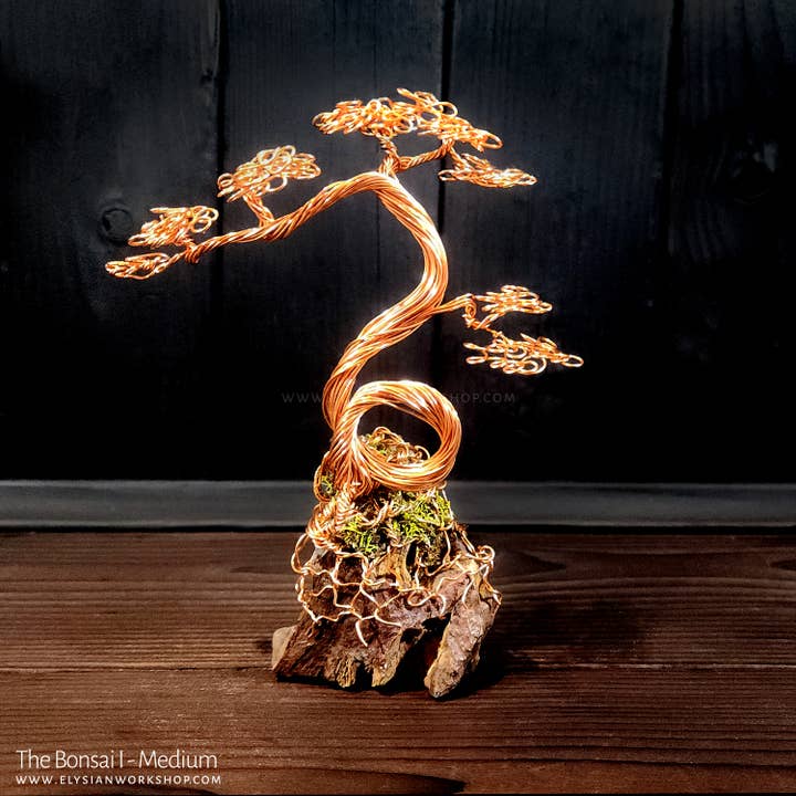 Bonsai I Wire Tree on Stone Rustic Decor for wholesale by Elysian Workshop