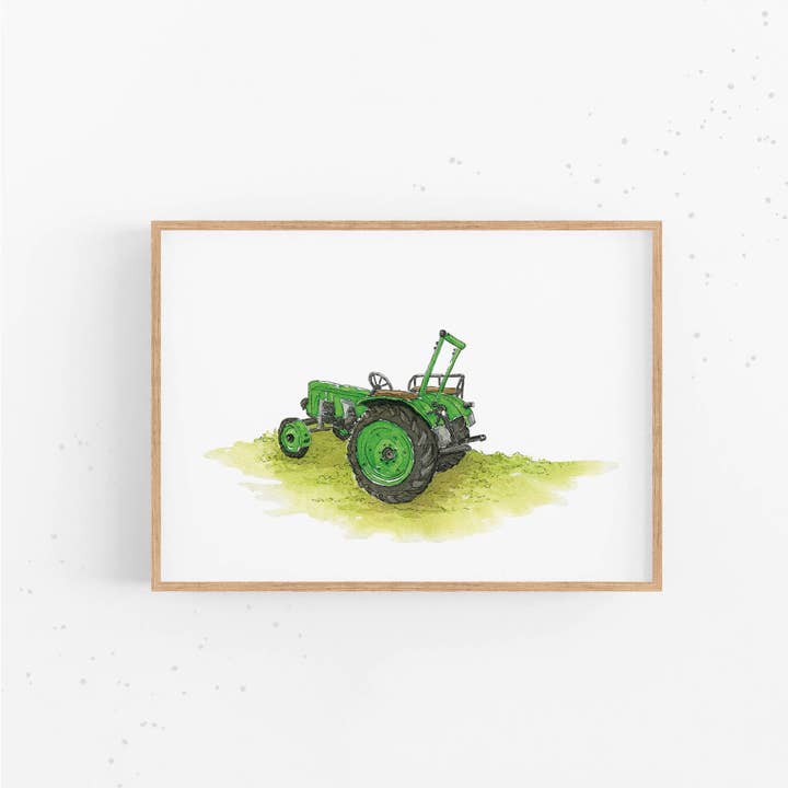 Tractor vintage - póster | cuadro infantil | estampado de vehículo para venta al por mayor de Funkenbunt