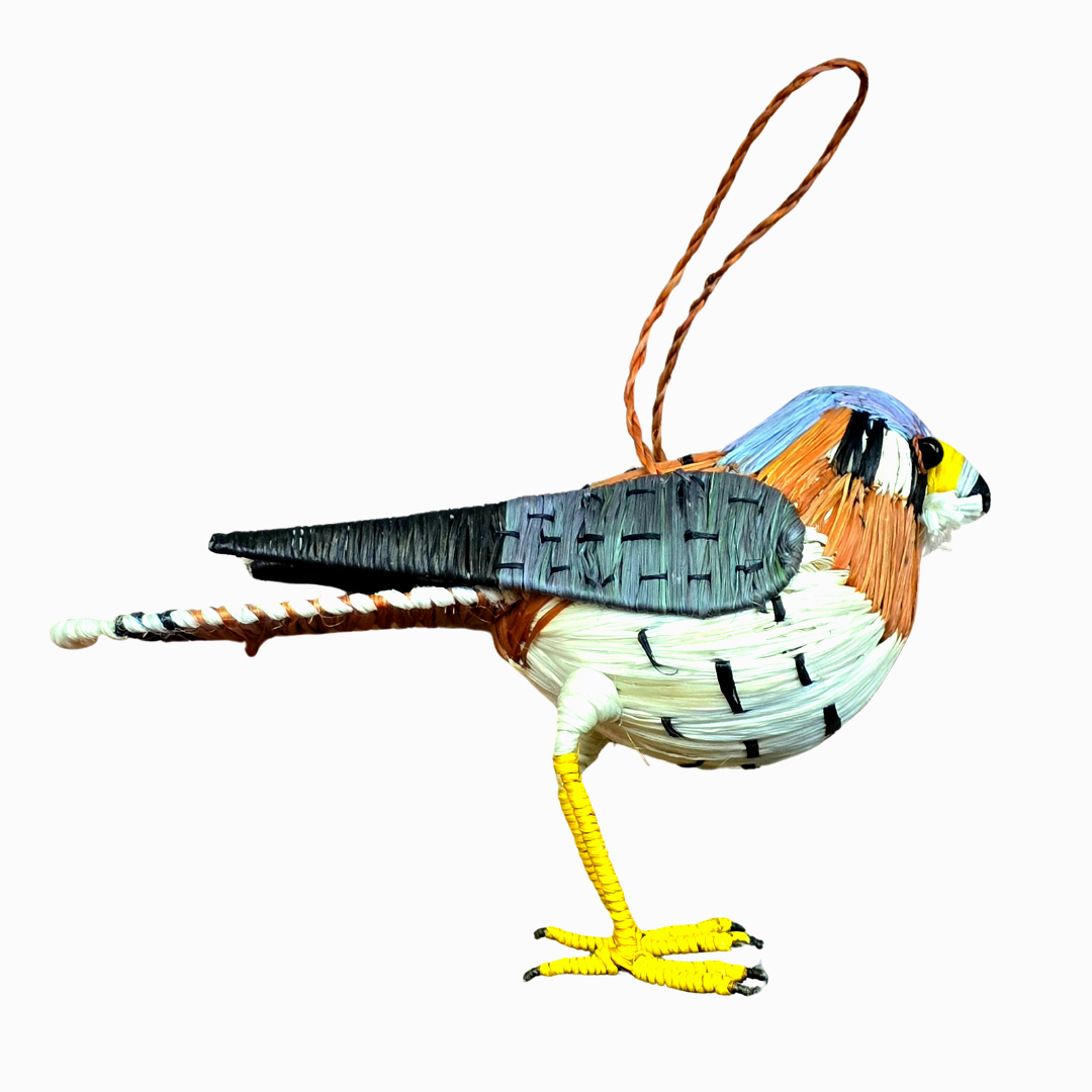 Amazon Ecology - Wholesale Ornament - KESTREL BIRD - FAIR-TRADE CHRISTMAS TREE ORNAMENT - WOVEN BY PERUVIAN AMAZON ARTISAN2