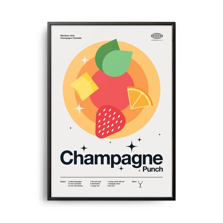 Mid-Century Modern Champagne Punch Cocktail Affisch för wholesale av Weekend Concept