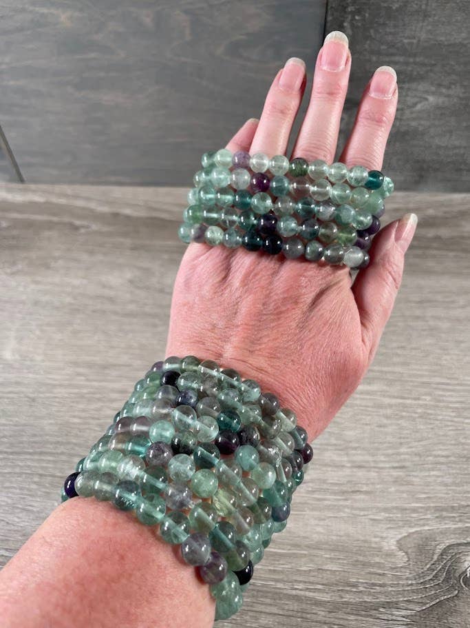 Keystone Crystals - Wholesale Beaded Bracelet - 8mm Round Gemstone Beaded Bracelets – Assorted Crystals Bulk63