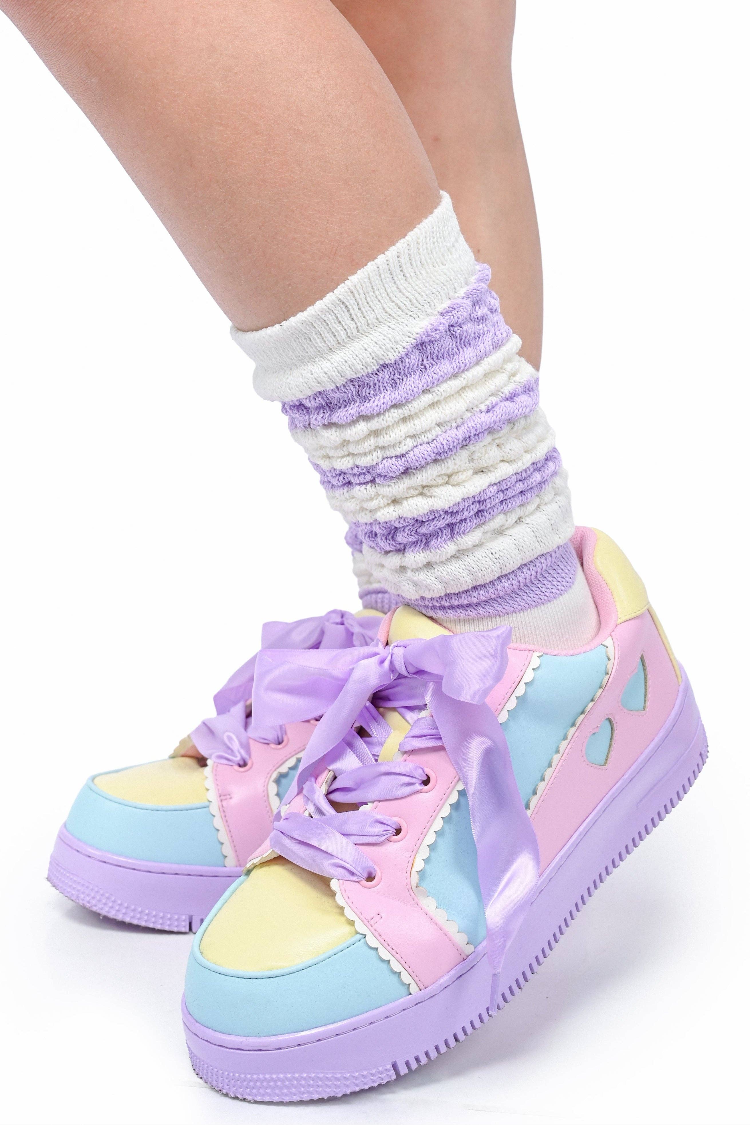 My Violet - Wholesale Socks - Women's - Stripe Scrunch Socks Multi-Pack4