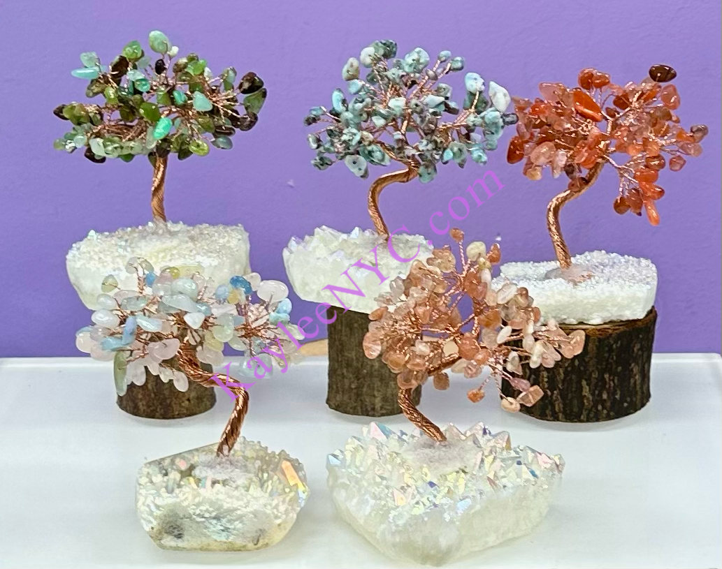 KayleeNYC - Wholesale Spiritual Stone/Crystal - Bonsai Tree with Angel Aura Quartz Cluster Base1