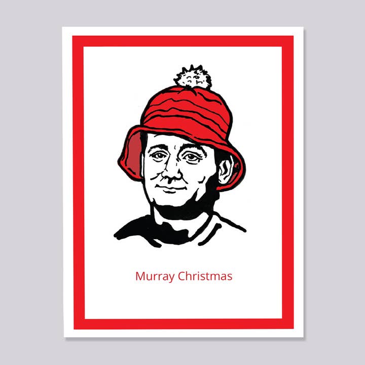 Carte de Noël illustrée Bill Murray pour la vente par Design Corner