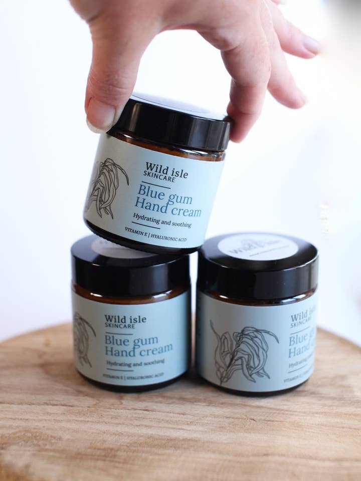Tasmanian Blue gum rich hand cream for wholesale by Wild Isle skincare
