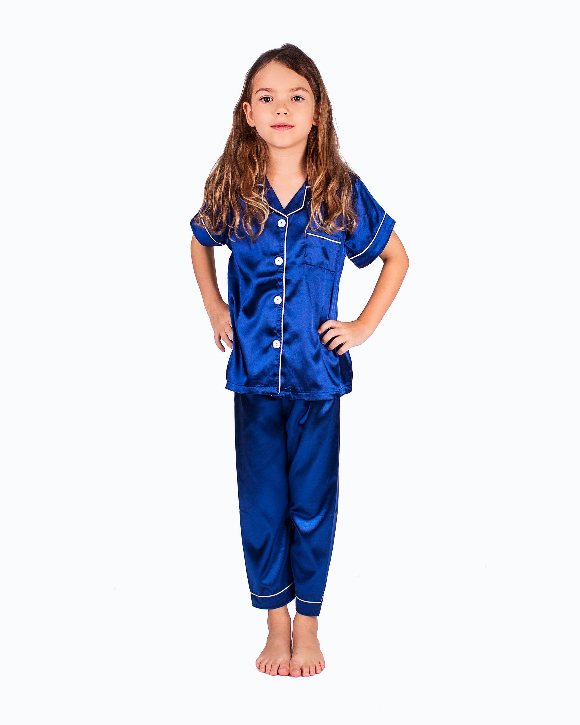 Sisters G Kids - Wholesale Sleepwear Set - Kids - Kids Satin Pajamas Short Sleeves + Pants 34