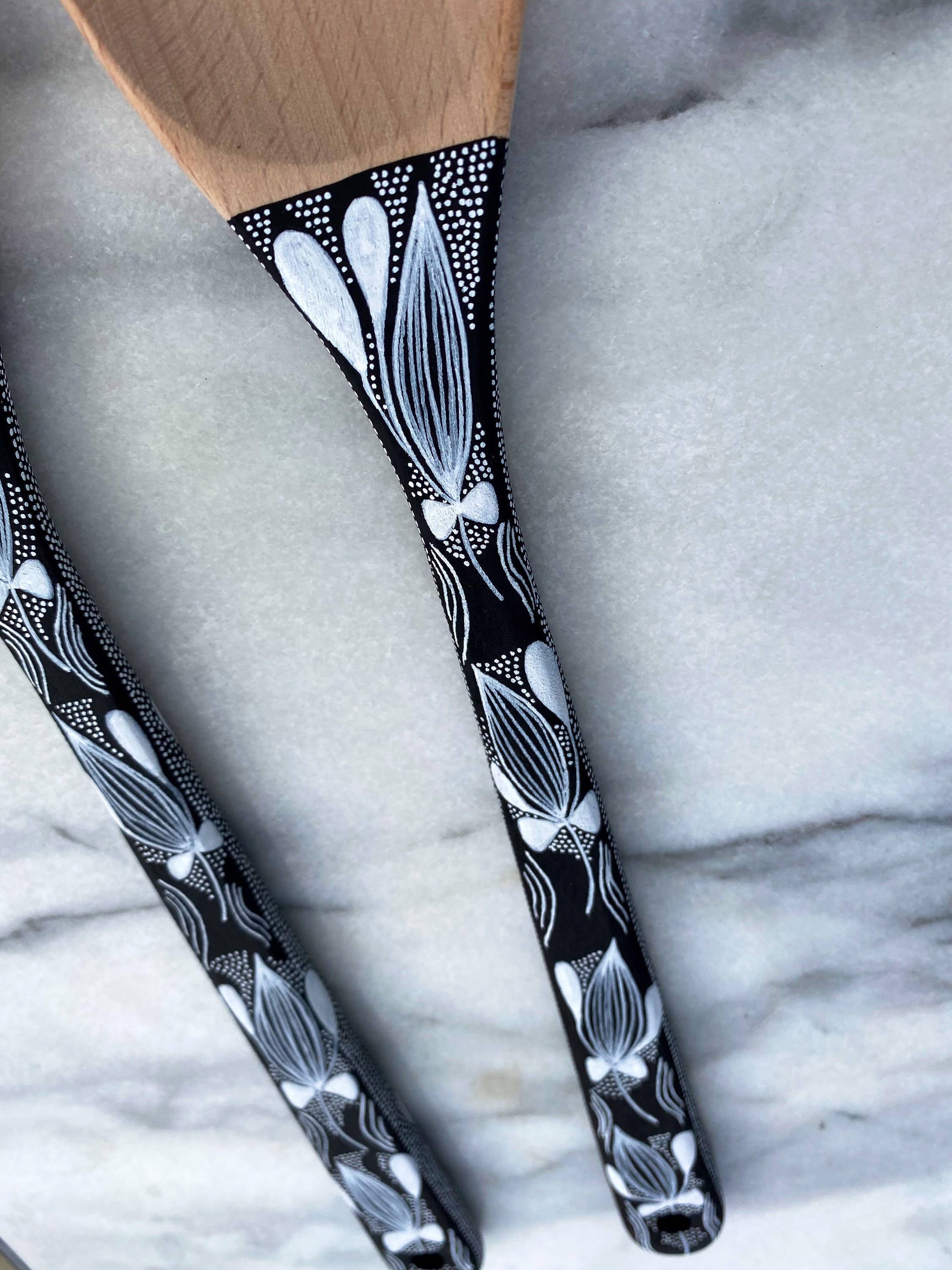 Oh The Places We Go Shop - Vendita all'ingrosso Utensile da cucina - Cucchiai da Insalata Neri e Bianchi in Legno3