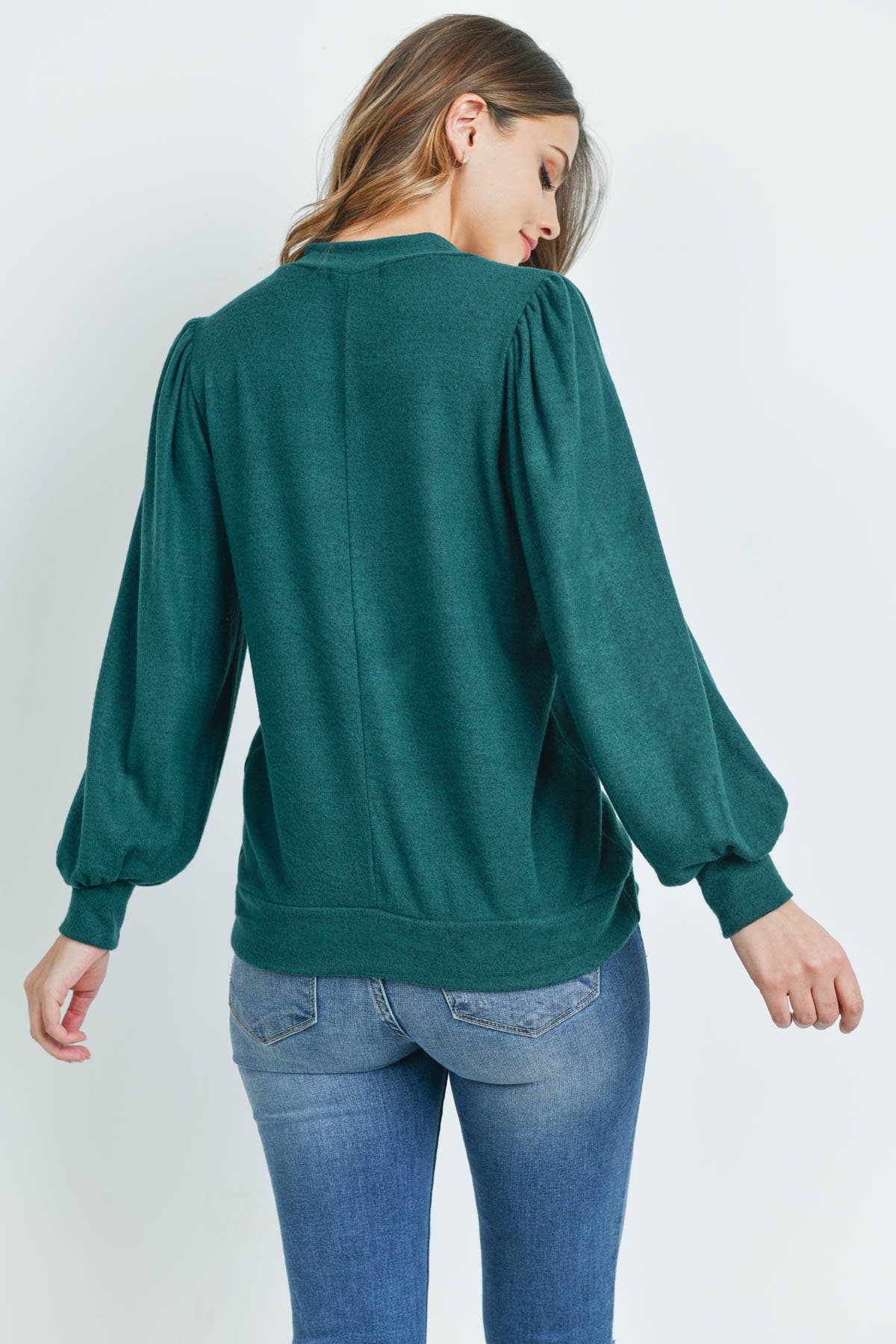 You & Me - Vente Haut en maille – femme - VENTE ! ! ! PPT21143 - HAUT À MANCHES BOUFFANTES À COL ROND - ANTHRACITE7