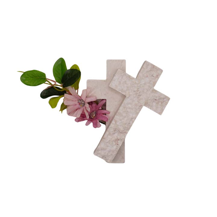 Holy Land Wood and Stone - Wholesale Wall Cross - Jerusalem Stone Comfort Cross - Bereavement