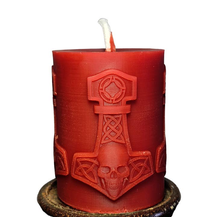 Cernunnos Farms - Wholesale Novelty Candle - Thor's Hammer and Skull Candle3