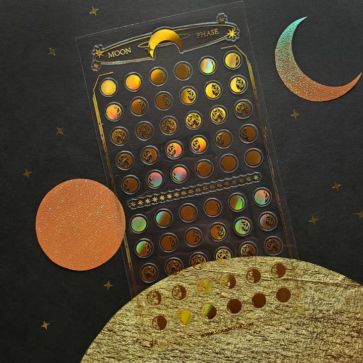 STICKII - Wholesale Sticker - Golden Moon Phases Sticker Sheet1