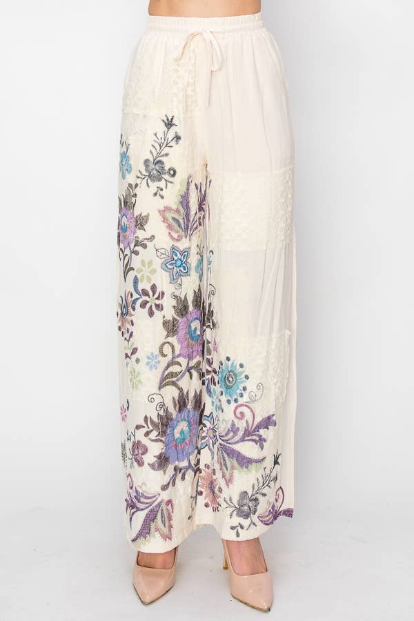 EMBO Avslappnade spetslappbyxor med elastisk dragsko - 4703 BG/EMBO FL för wholesale på Faire1