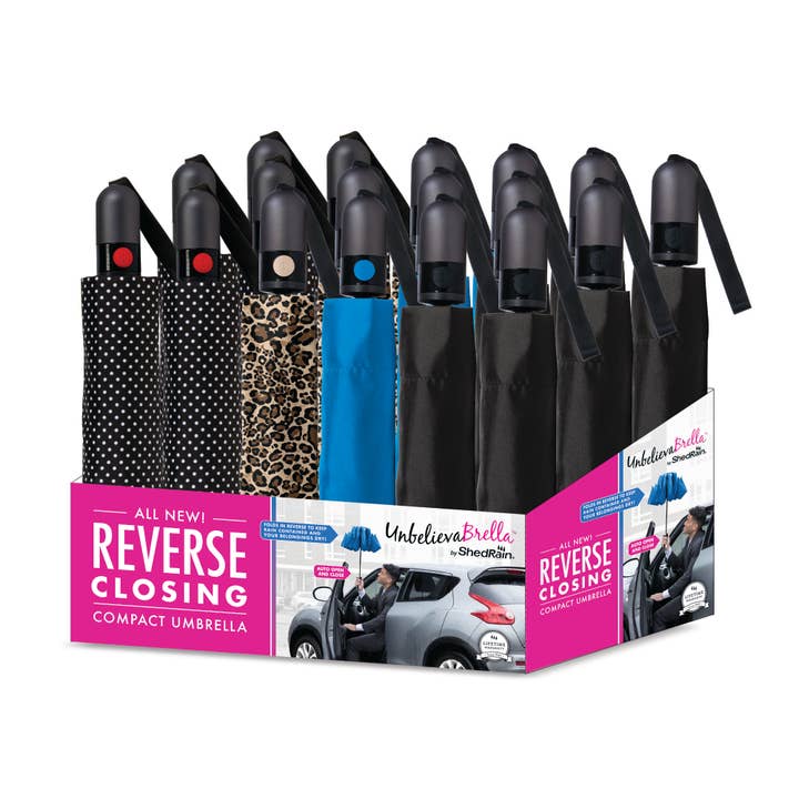 Shedrain - Wholesale Umbrella - Unisex - 18pc pre pack auto open & close reverse compact umbrella