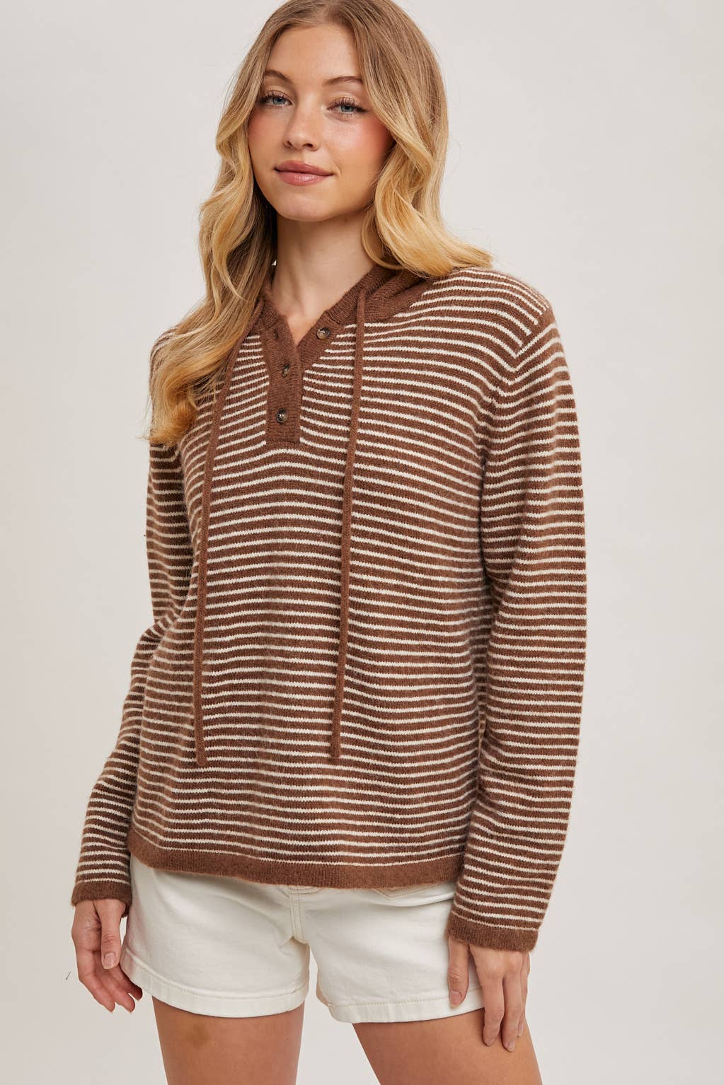 Bluivy - Wholesale Hoodie - Women's - HENLEY SWEATER WITH HOODIE10