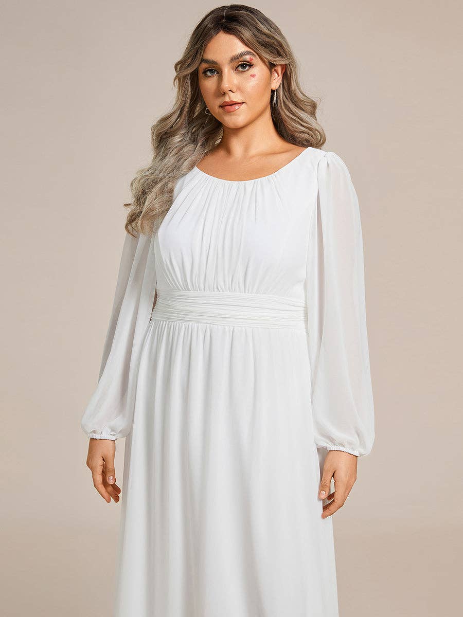 Ever-Pretty - Wholesale Gown - Women's - Plus Size Long Lantern Sleeves Round Neck Bridesmaid Dress35