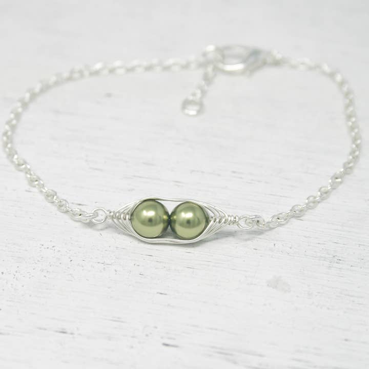 Rising Jewelry - Wholesale Schakelarmband - Erwten in een peul armband, Groene erwten.1