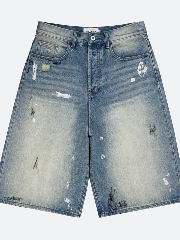 FRAGILE® Vuil Middenblauw Baggy Shorts voor wholesale door FRGL