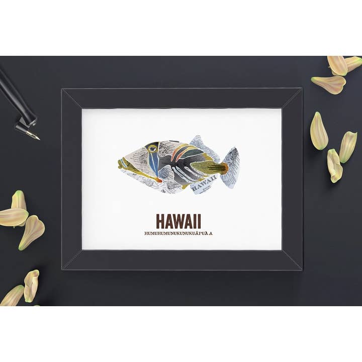 Wooden Pencil Company - Vente Affiche d'art - Poissons d'État d'Hawaï, Carte Art - Humuhumunukunukuapua'a1