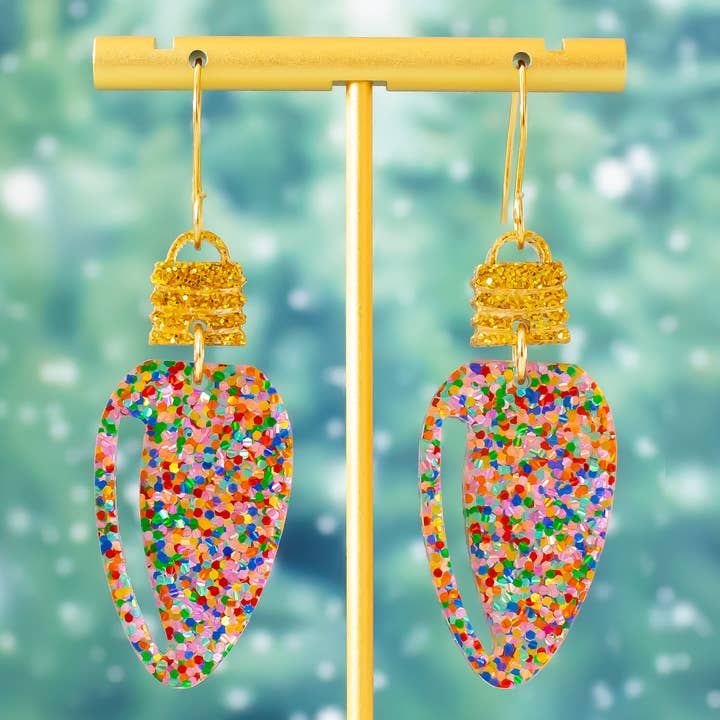 Momenti di Vita - Wholesale Dangle Earrings - Christmas Bulb Earrings Confetti Glitter Holiday Dangles