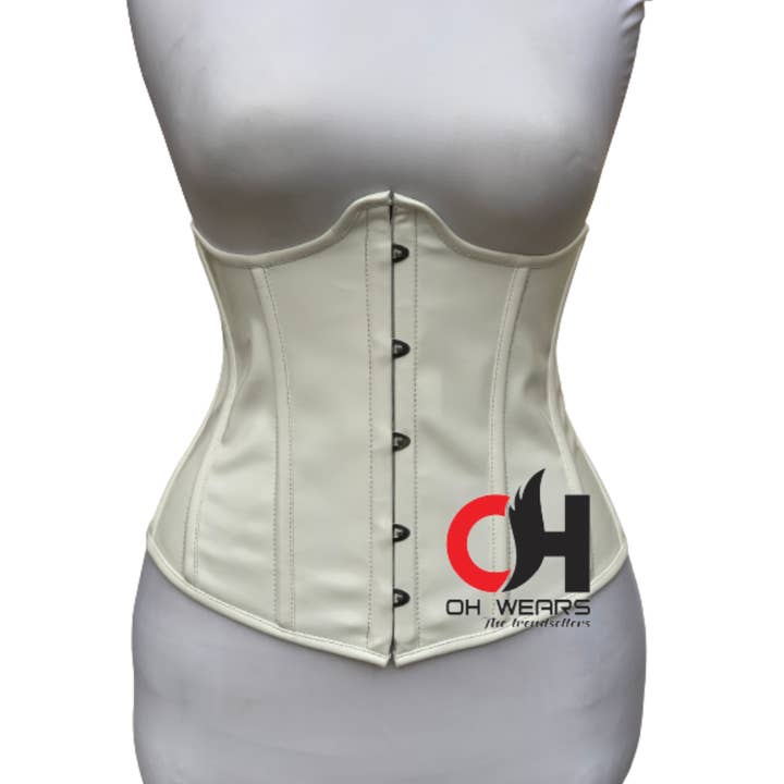 Vit PVC Underbust Korsett med Stålskenor Formande Underkläder för wholesale av OH Wears
