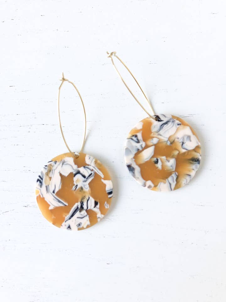 The Maddy Roundies - Mustard Tortoise Earrings for wholesale by Stoll & Heart