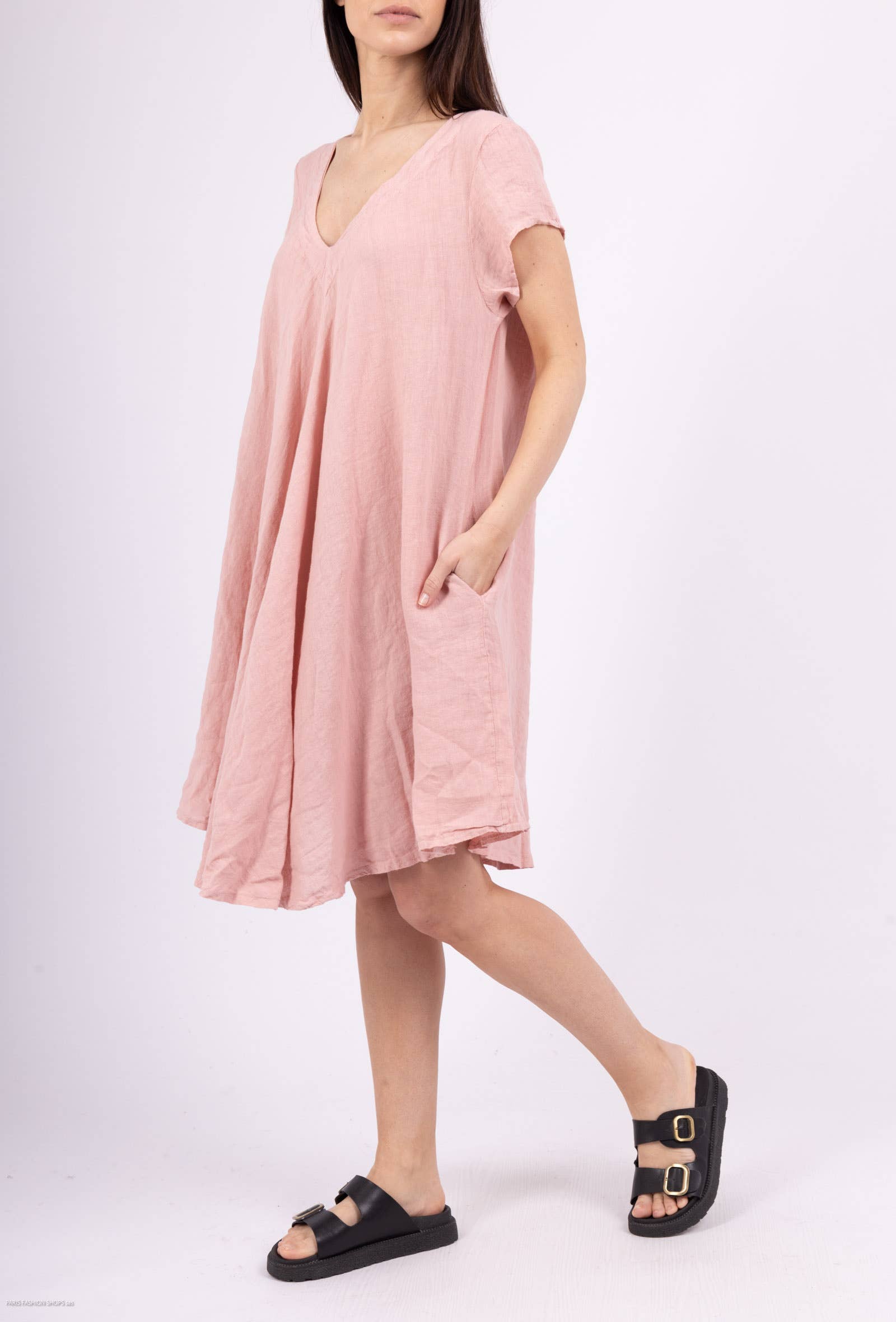 Shyloh - Wholesale Dress - Women's - Flowy linen dress with pockets 1495211