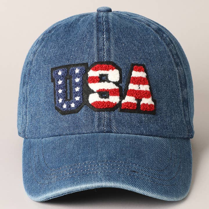 Fashion City - Wholesale Baseball Cap - Unisex - US Themed USA Letter Chenille Patch Baseball Cap6