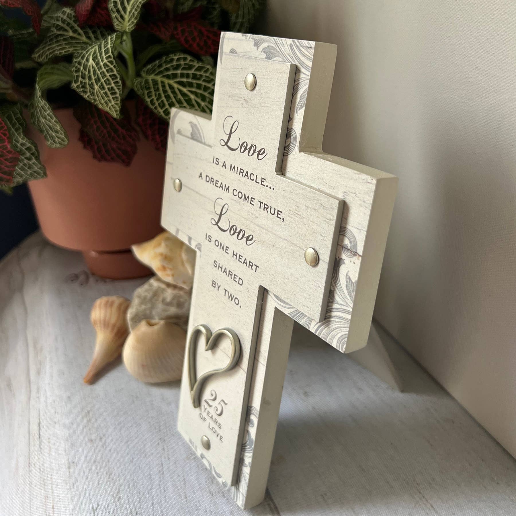 Abbey + CA Gift - Wholesale Wall Cross - Love is a Miracle 25th Anniversary Cross1