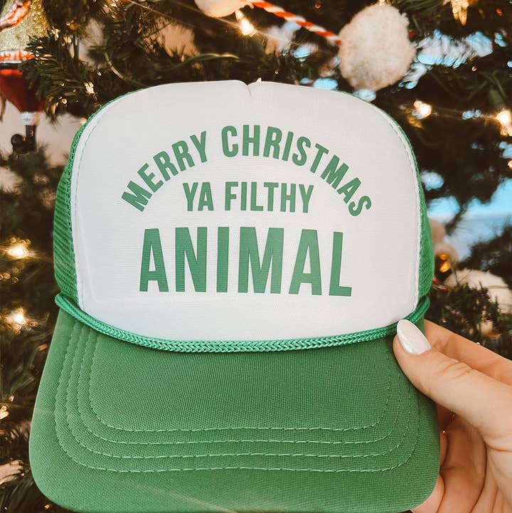 Maddon and Co - Wholesale Trucker Hat - Unisex - Merry Christmas Ya Filthy Animal Trucker Hat - Green 0