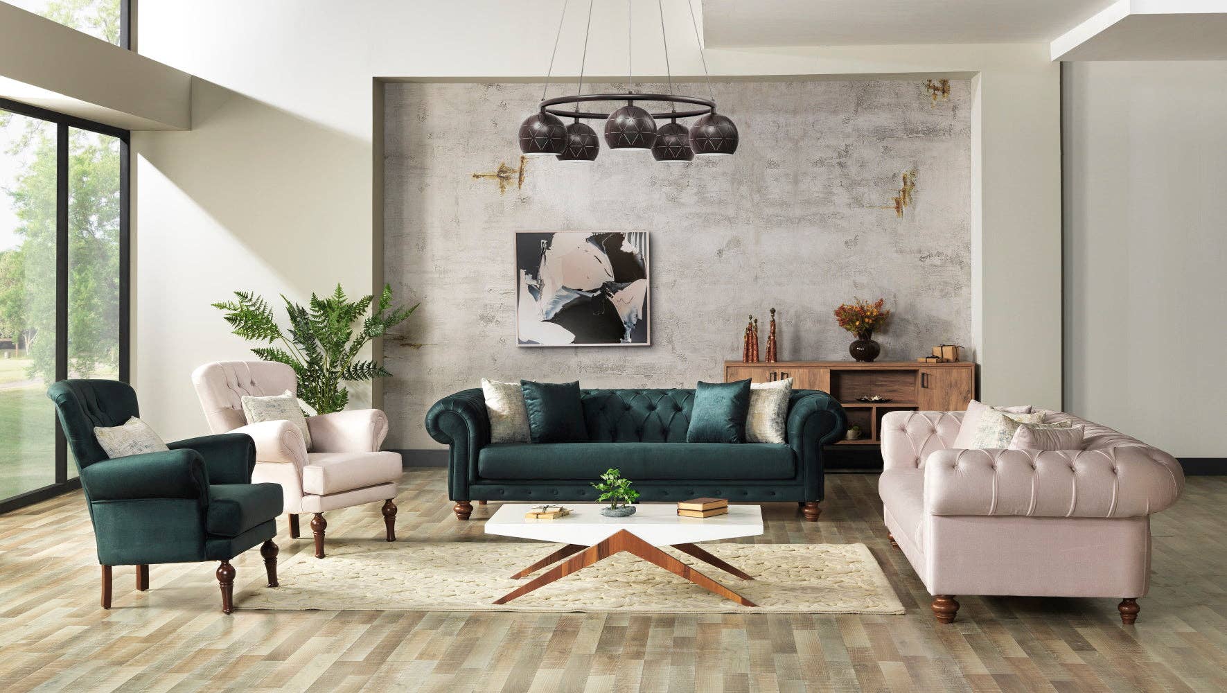 Crème Canapé Chester Stationnaire Crème pour Salon en vente sur Faire8