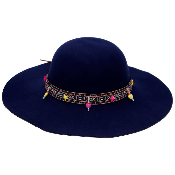 Cap Zone - Wholesale Boater Hat - Women's - Navajo Baja Suede Band Felt Floppy Sun Hat