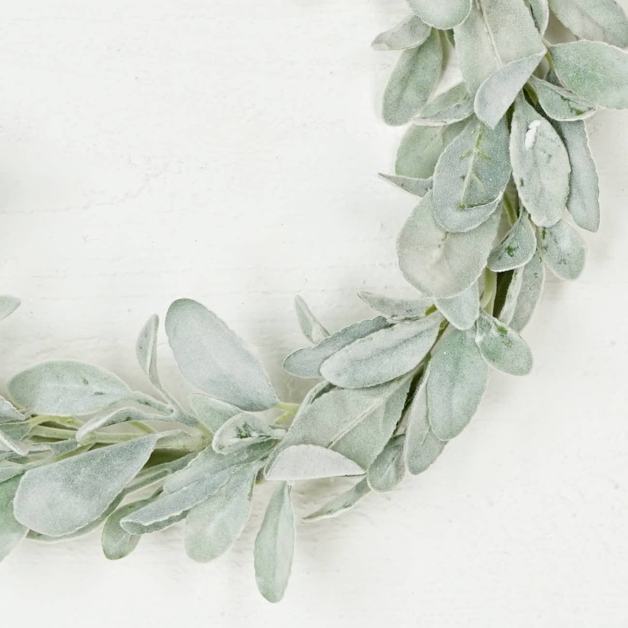 Impressive Enterprises, Inc. - Wholesale Wreath - ISB79300- 16in Flocked Lamb Ear Leaves Wreath1