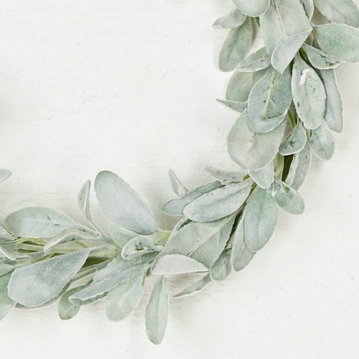 Impressive Enterprises, Inc. - Wholesale Wreath - ISB79300- 16in Flocked Lamb Ear Leaves Wreath1
