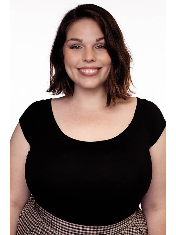 Retrolicious - Vendita all'ingrosso Top in maglia - Donna - Top retrò nero con scollo a barca2