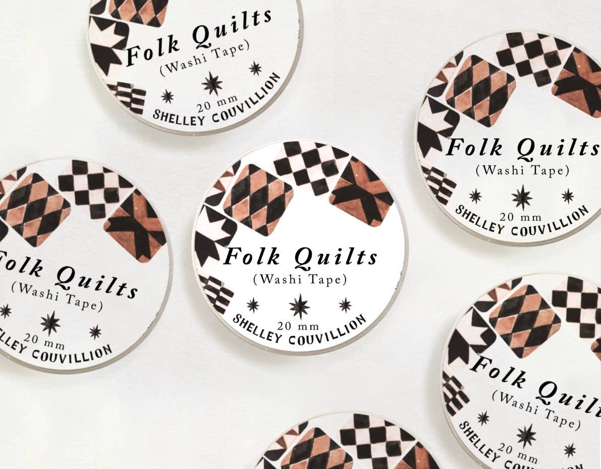 Shelley Couvillion - Vente Rubans adhésifs Washi - Ruban adhésif washi étoile neutre Folk Quilts – étoile à 8 branches1