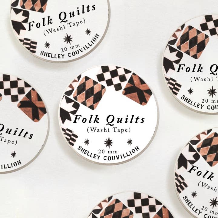 Shelley Couvillion - Vente Rubans adhésifs Washi - Ruban adhésif washi étoile neutre Folk Quilts – étoile à 8 branches1