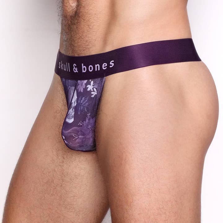 Dutch Floral Mesh Thong Purple for wholesale by Skull & Bones