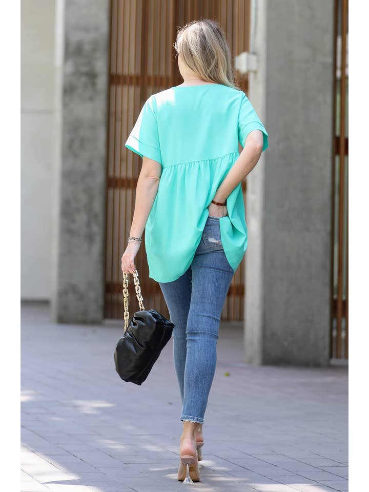 42POPS - Wholesale Blouse - Women's - ....SI-15953 Empire Waist Shirring Tunic