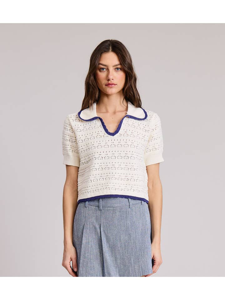 FLAT WHITE - Wholesale Knit Sweater - Women's - Young Polo Sweater Top
