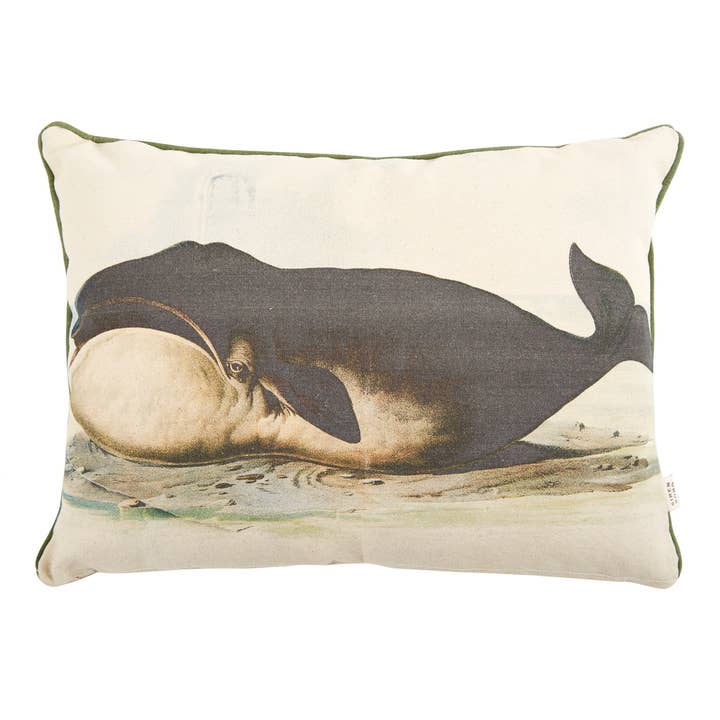Cojín vintage de lona con ballena 12"x16" | Canción de sirena náutica para venta al por mayor de Siren Song