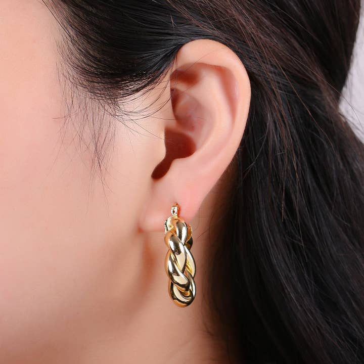 Aim Eternal - Wholesale Hoop Earrings - Gold Twisted Hoop Earrings, Bold Gold Hoop Earrings, Chunky Earrings, Statement Hoops, 14k Gold Filled Hoops Earring gift for her