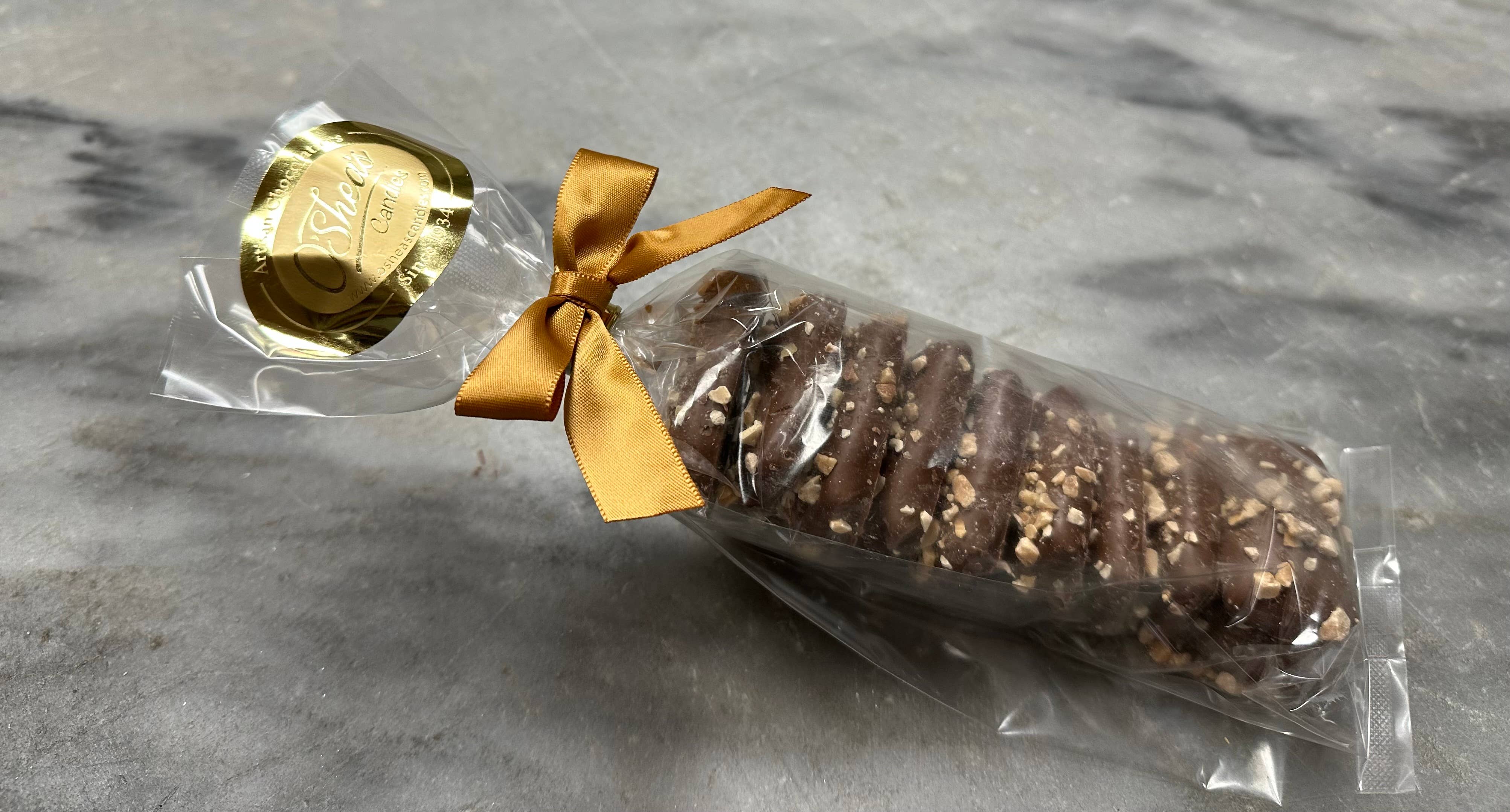 O'Shea's Candies Sweet Shop - Wholesale Toffee - Milk Choc Almond Butter Toffee Squares 4oz Bag w/ Satin Bow9