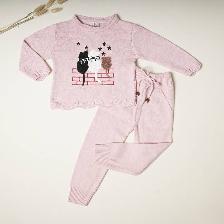 2 Piece Knit Set with Kittens for Toddlers for wholesale by Dreamline