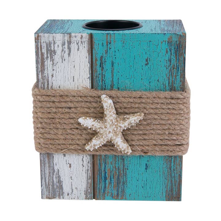SALE Starfish With Rope Teal Candle Holder for wholesale by Beachcombers
