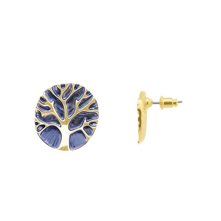 AMORINO SRL - Wholesale Stud/Post Earrings - ENAMELLED EARRINGS WITH TREE OF LIFE