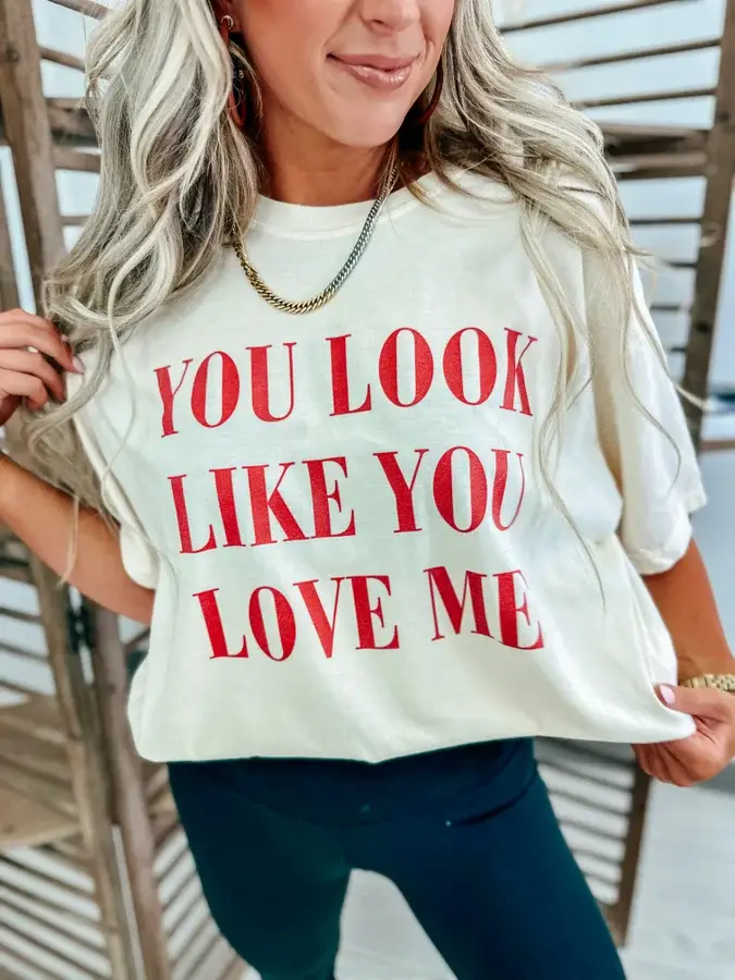 birdie - Vendita all'ingrosso Maglietta stampata - Donna - T-shirt avorio con grafica You Look Like You Love Me1