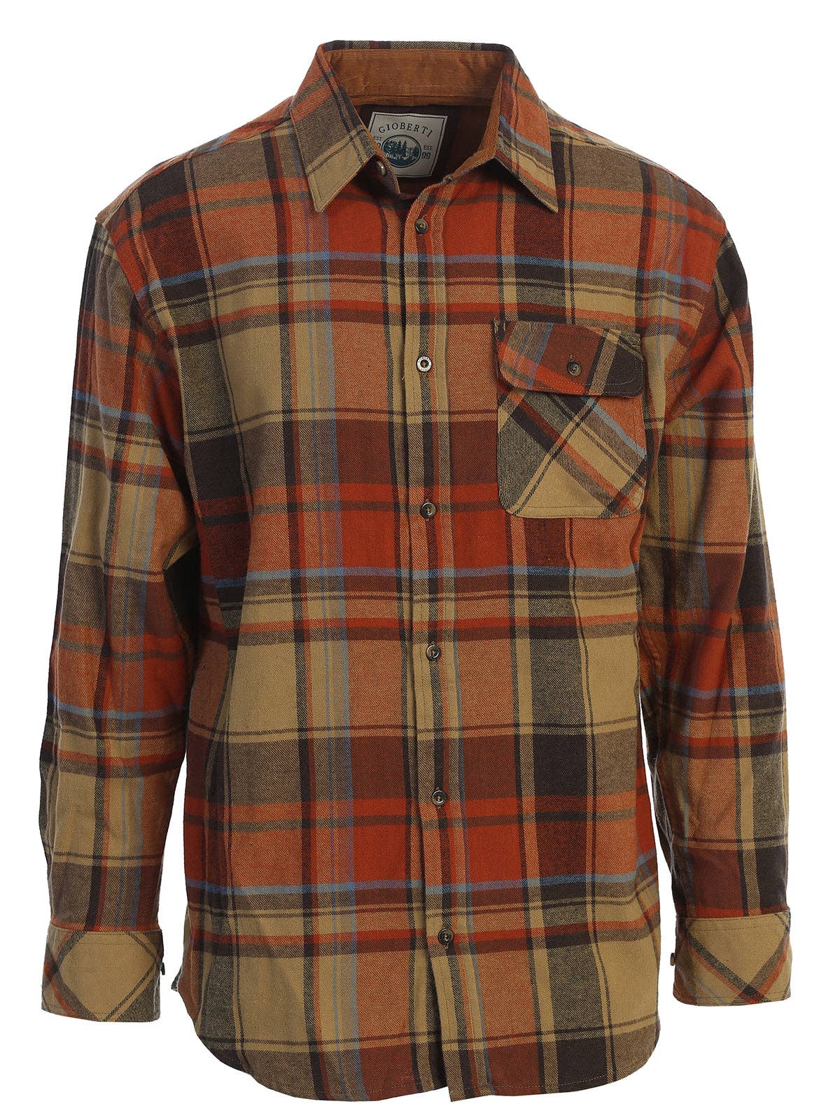 b-one inc - Wholesale Button Down Shirt - Men's - Men's Flannel Button Up Shirt with Corduroy Contrast GB-LS94FC6
