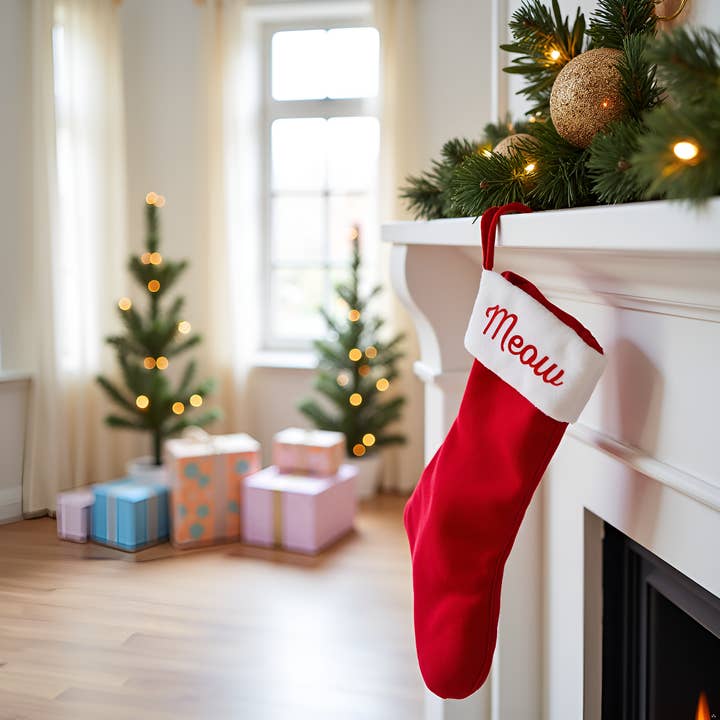 Pearhead - Wholesale Holiday Stocking - Meow Cat Christmas Stocking, Holiday Pet Owner Gift1