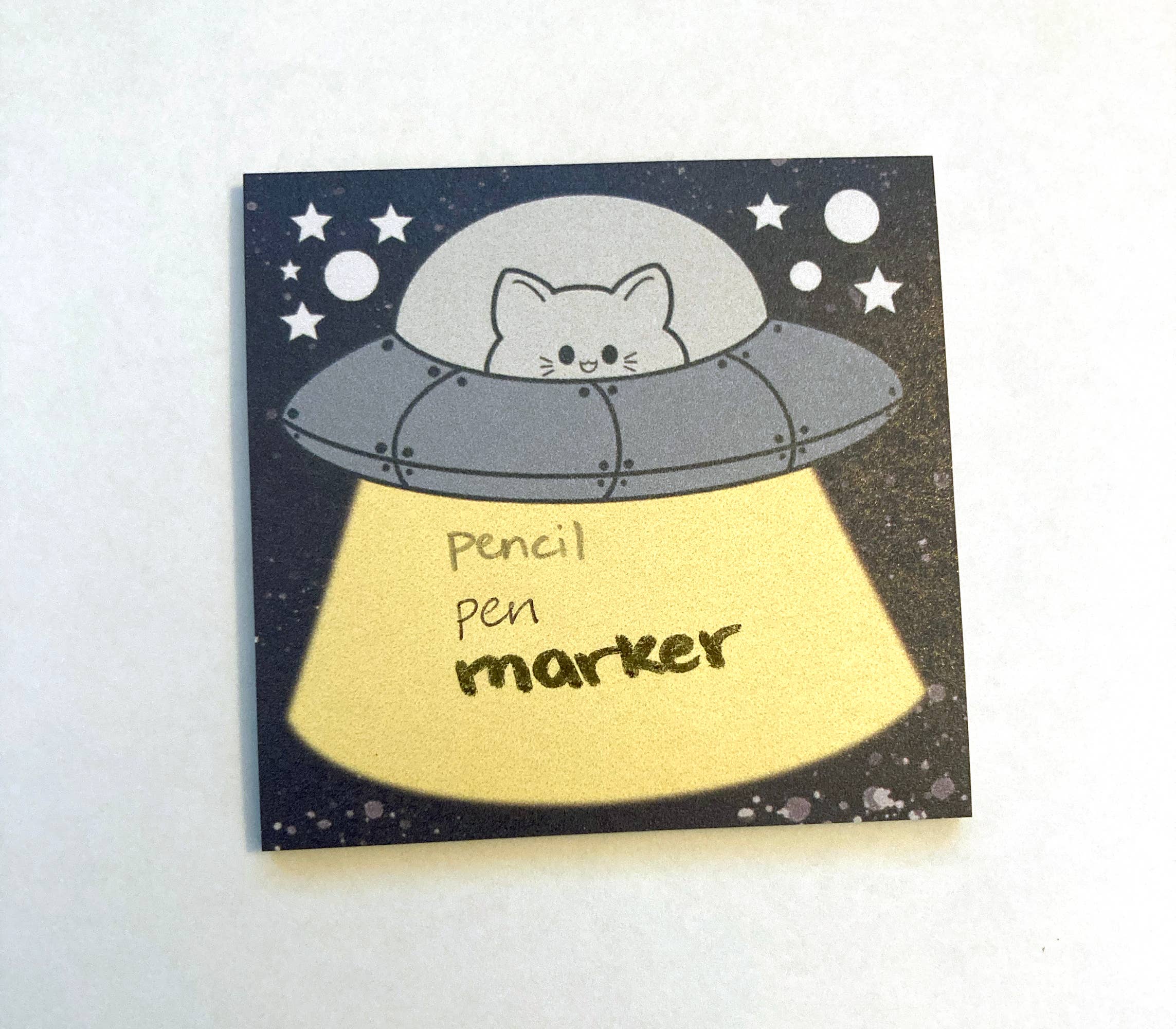 Caffeinated Rabbit Art - Wholesale Sticky Notes - UFO cat Sticky Notes1