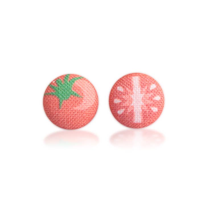 Rachel O's - Wholesale Stud/Post Earrings - Tomato Fabric Button Earrings4